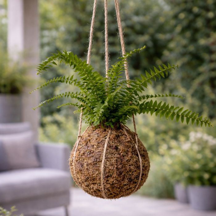 Helecho en kokedama