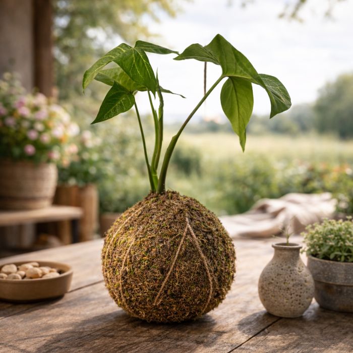 Syngonio kokedama planta natural